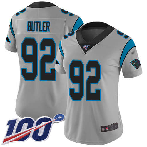 Carolina Panthers Limited Silver Women Vernon Butler Jersey NFL Football #92 100th Season Inverted Legend
